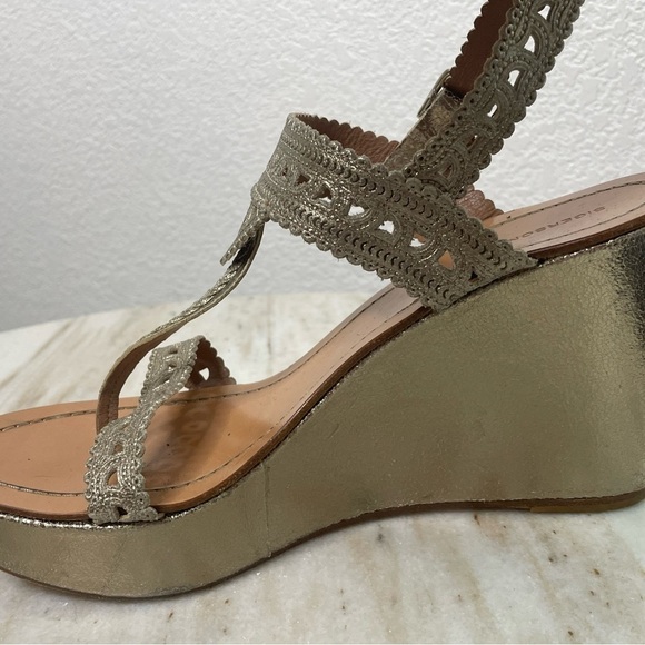 Sigerson Morrison heels gold sz 11 strappy made in Italy - Picture 8 of 12